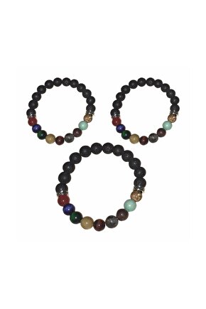 8 Gezegenli Doğal Taş Bileklik Lav Taşı Evren Yoga Çakra Galaxy Güneş