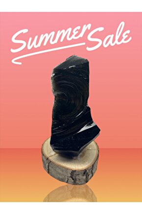 OBSİDYEN STANDLI KAYA(EJDERHA CAMI)(SERTİFİKALI)