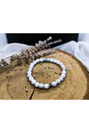 Unisex Beyaz Havlit Taşı Doğal Taş Bileklik