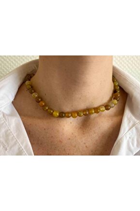 Akik Taşı Doğaltaş Kolye 8 Mm