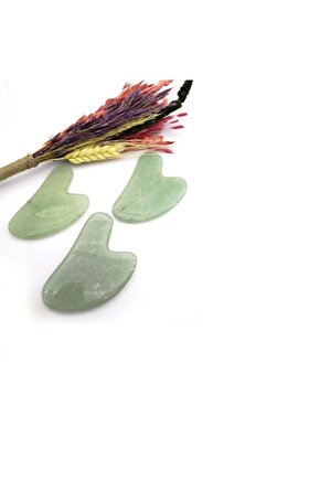 Aventurin Kalpli Doğal Taş Gua Sha Yüz Ve Vücut Masaj Aleti