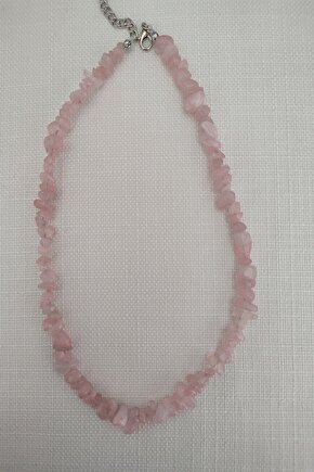Sertifikalı Pembe Kuvars Kırıktaş Kolye