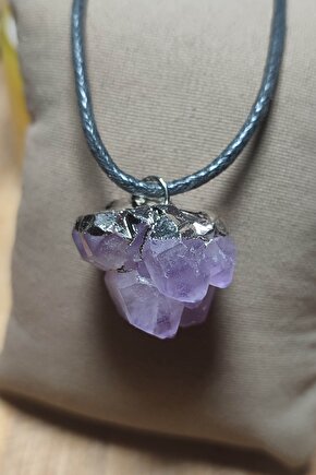Ametist Taşı ( Çiçek Ametist ) Natural Kolye