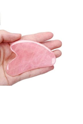 Pembe Kuvars Doğal Taş Gua Sha Yüz Masaj Taşı