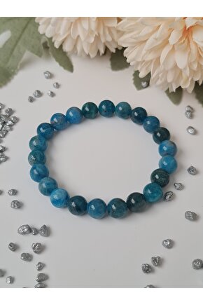 Apatit  Doğal Taş Bileklik 8mm Küre Kesim