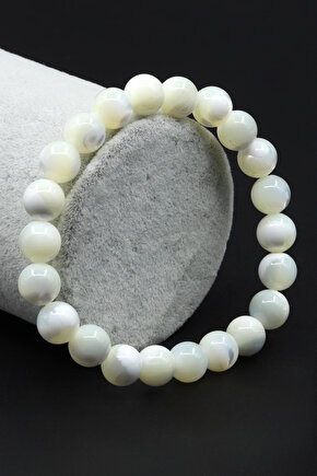 Sedef Doğal Taş Bileklik 8mm Küre Kesim