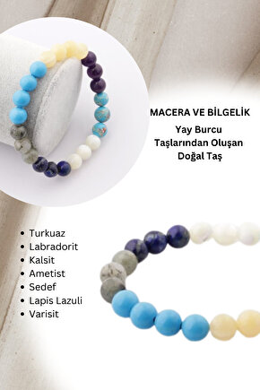 -MACERA VE BİLGELİK-Yay Burcu Taşlarından Oluşan Doğal Taş Bileklik
