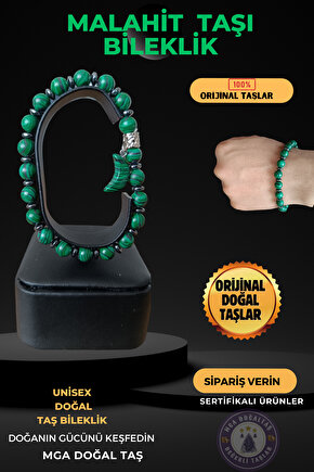 Malahit Taşı  Bileklik Doğal Orijinal Malahit Taşı Bileklik Hilal Taşlı Bileklik