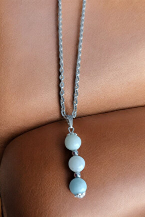 Amazonit Taşı kolye Amazonit Kolye doğal taş kolye zincirli kadın kolye hediyelik kolye