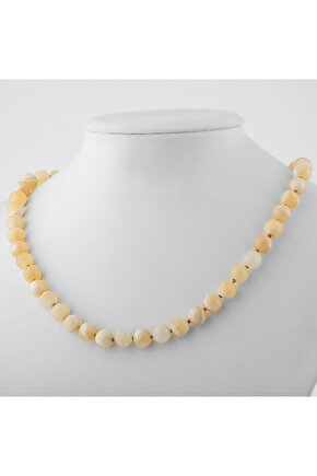 Aragonit 6 mm Düğümlü Doğal Taş Kolye