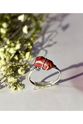 Mercan Doğal Taş Yüzük-%100 Orijinal