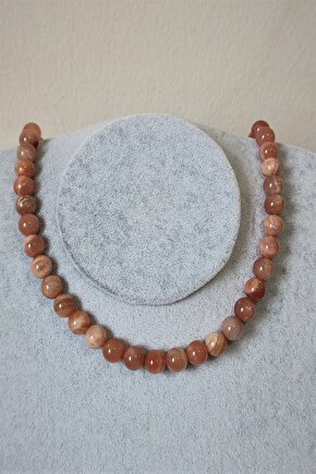 Sertifikalı 8 Mm Güneş Taşı Doğaltaş Kolye