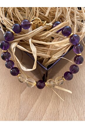 Doğal Taş Bileklik (AMETİST VE SİTRİN TAŞI)