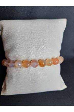 Bej Renk Doğal Taş Akik Taşı Bileklik Unisex