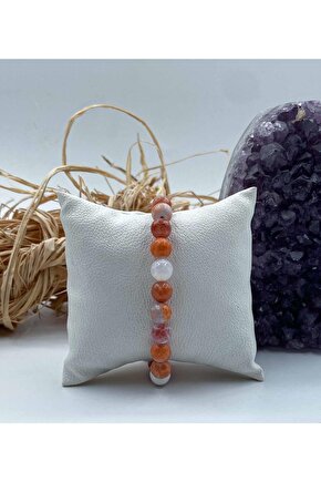 Akik Doğal Taş Bileklik 8 Mm Küre Faset Kesim