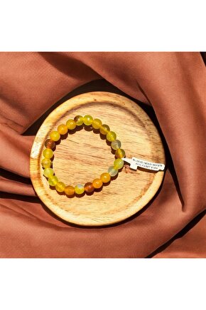 Akik Faset 8mm Sarı Doğaltaş Bileklik