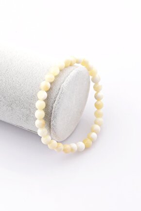 Aragonit Doğal Taş Bileklik 6 Mm Küre Kesim