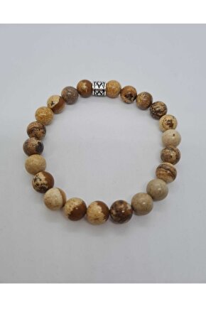 Sertifikalı Ağaç Odun Jasper Doğaltaş Bileklik