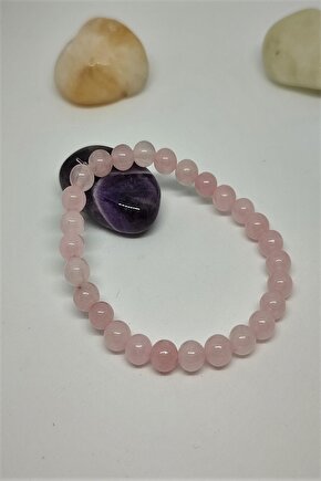 Sertifikalı 6 Mm Pembe Kuvars Doğaltaş Bileklik