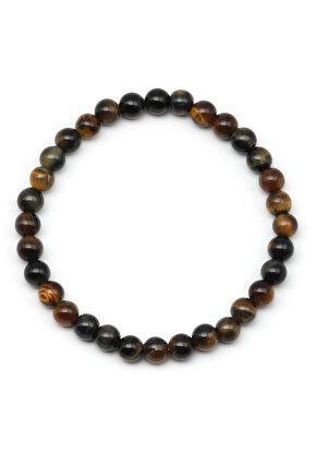 Orijinal Gerçek Kaplan Gözü Doğal Taş Bileklik 6 mm 18 Cm