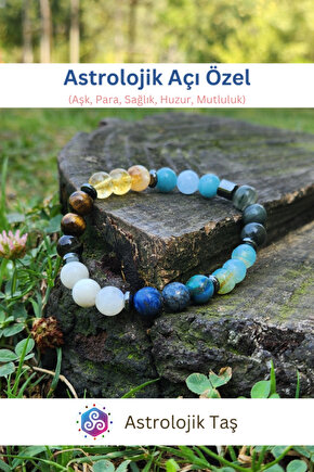 Astrolojik Açı Özel Doğal Taş Bileklik (AŞK, PARA, SAĞLIK, HUZUR VE MUTLULUK)