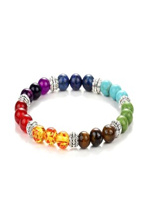 7 Çakra Doğal Taş (jasper-akik-sitrin-kaplangözü-aventurin-lapislazuli-ametist) Bileklik