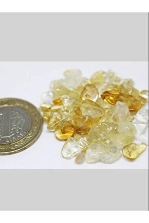 Gerçek Doğaltaş Delikli Sitrin Taşı Mini Boy 50 Adet
