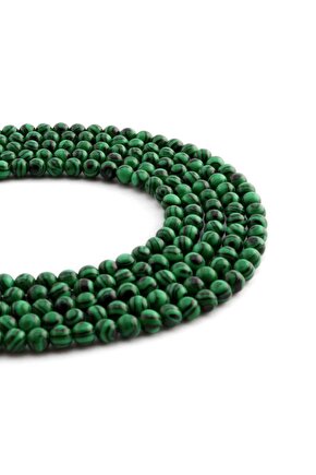 Sıkma Malakit Doğal Taş Parlak Yeşil Küre Kesim 4mm Dizi [B+]