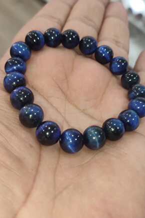 Mavi Kaplangözü 10 mm Natural Doğaltaş Bileklik