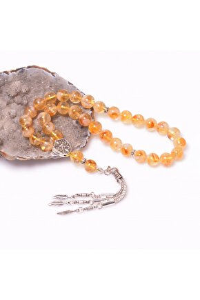 Doğal Sitrin Taşı Tesbih ( A Kalite )