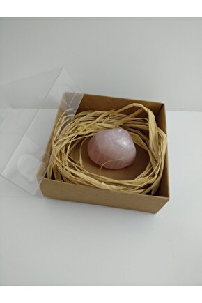 Pembe Kuvars Taşı Biblo Ham Doğaltaş Biblo (40-45 Gr)