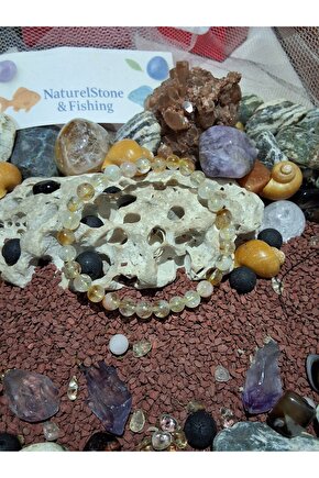 Para ve Bereket Taşı – Doğal Sitrin Bileklik - şifalı doğal taş - sertifikalı 100%100 doğal -6 mm