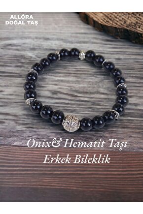 Onix&Hematit Taşı Doğaltaş Erkek Bileklik