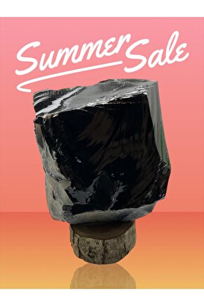 OBSİDYEN STANDLI KAYA(EJDERHA CAMI)(SERTİFİKALI)