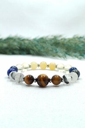 Kaplan Gözü Rutil Kuvars Doğal Taş Kadın Bileklik Nursabi