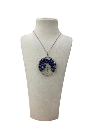 Tel Sarmalı Lapis Lazuli Hayat Ağacı Sentetik Taş Kolye
