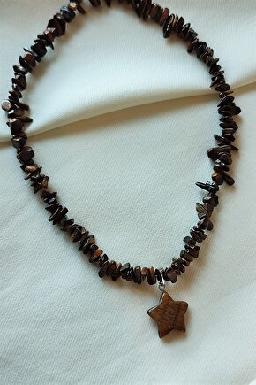 Sertifikalı Kaplangözü Yıldız Kırıktaş Doğaltaş Kolye