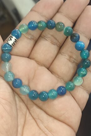 Mavi Akik Taşı Natural Doğaltaş 8mm Bileklik