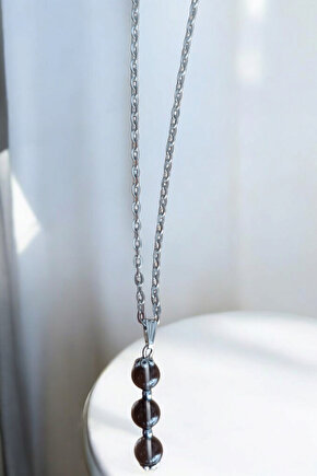 Dumanlı kuvars Taşı kolye Dumanlı kuvars kolye doğal taş kolye zincirli kadın kolye hediyelik kolye