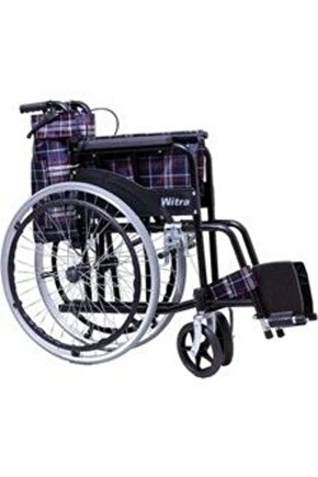 Emek Sağlık Witra Ekose Desenli Kumaş Frenli Ekonomik Manuel Tekerlekli Sandalye