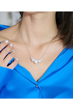 925 Ayar Ay Taşı Gümüş Kolye