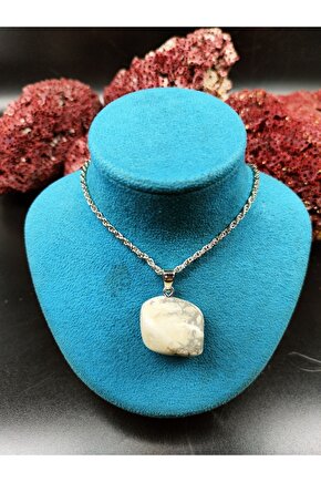 Havlit Taşı Doğal Taş Kolye Ucu (sertifikalı) (47 Cm Zincir Dahil)