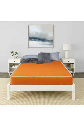 Ortopedik Sünger Yatak Vinil Kumaş 15 cm Antibakteriyel Antialerjenik Turuncu