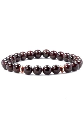 Lal Garnet - Hematit Doğal Taş Bileklik 8 Mm