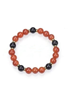 Obsidyen Jasper Doğal Taş Bileklik 8mm