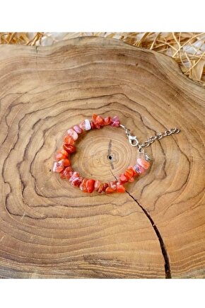 Gerçek Doğaltaş El Yapımı Akik Taşı Kırıktaş Ayarlanabilir Bileklik