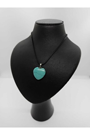 Turkuaz (firuze) Taşı Kolye Kalp Şeklinde Doğaltaş Kolye