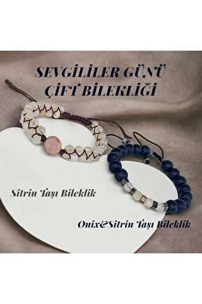Doğaltaş Sevgililer Günü Çift Bileklik Onix&sitrin Taşı