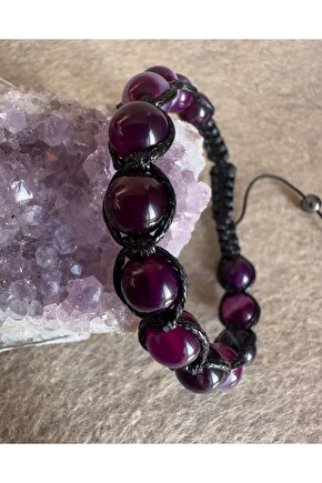 Mor Renk Akik Doğaltaş Bileklik