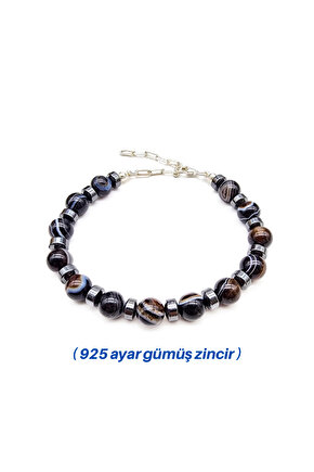 Göz Akik Gümüş Bileklik